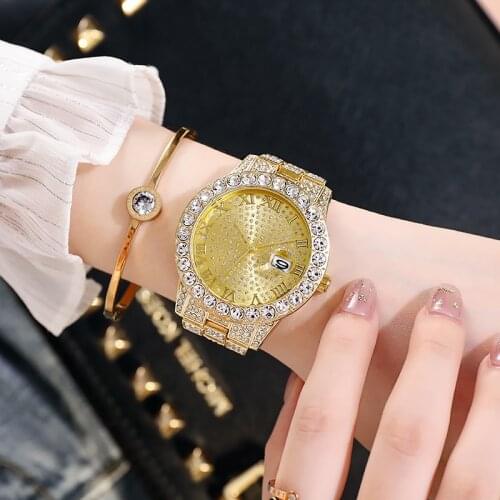 Women Watch Luxury Brand Gold Sliver Men Watch Quartz Clock Chronograph Colorful Diamond Iced Out Watch Hip Hop Watches Relogio