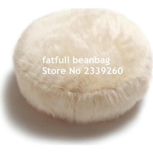 Cover only No Filler- Round island design original bean bag fur lounger, elegant and high warm soft beanbag sofa cushion