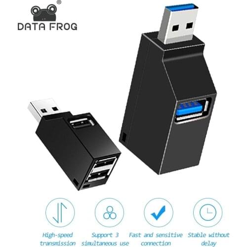 DATA FROG 2PCS USB 3.0 HUB Adapter Extender 2.0 Mini Splitter Box 3 Ports For PC Laptop High Speed U Disk Reader For Xiaomi
