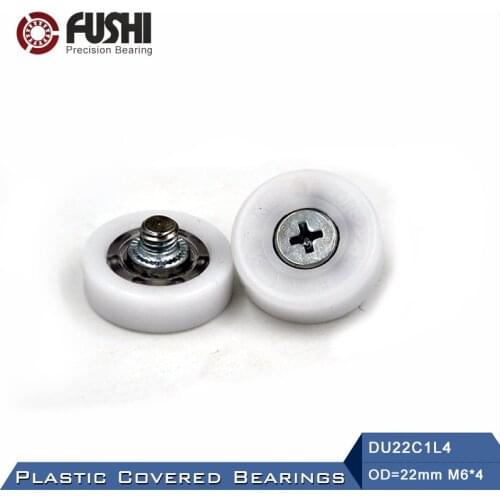 DR22C1L4 Screw Pulley Bearing 6*22*7 mm ( 2 PCS ) Doors and Windows Roller Mute Wheel POM 636 M6*4 Plastic Covered Bearings
