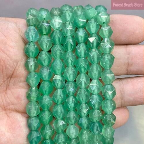 Smooth Faceted Green Chalcedony Jaspers Spacers Loose Beads for Making Jewelry Natural Stone DIY Charms Bracelet 14" Strand 8MM