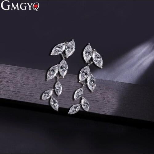GMGYQ Fashionable White Crystal AAA Zircon Olive Zircon Earrings Wedding Banquet Ladies Jewelry Accessories Gifts