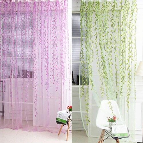 Hot! Home Tree Glass Yarn Willow Curtain Tulle Room Decor Curtain Sheer Panel Drapes
