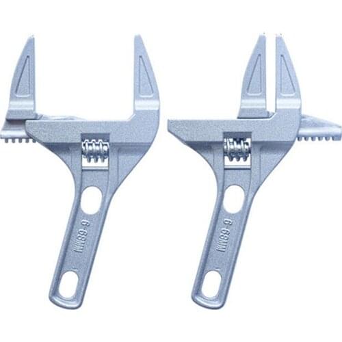 1pc Short Shank Large Opening Bathroom Wrench Aluminum Alloy Adjustable Universal Snap Wrench Spanner Repair Set Tools