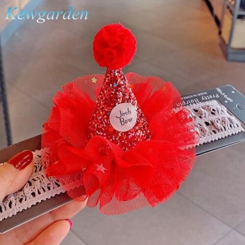 Kewgarden Baby hair band birthday cap Baby safety elastic hair band baby head ornament 2Pcs