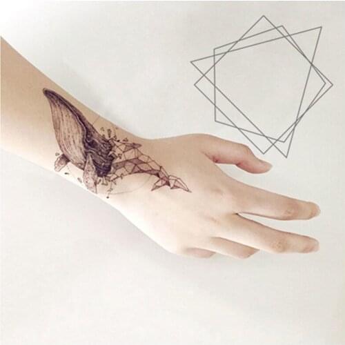 Creative Waterproof Temporary Tattoo Fox Wolf Wolves Whale Owl Geometric Animal Tattoo Flash Tattoo Fake Tattoos