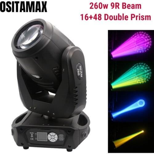Lyre Sharpy 260w DJ Beam Moving Head Light Spot Light 9R Double Prism 16+48 Gobo Effect Moving Head Beam Disco Stage Lighting