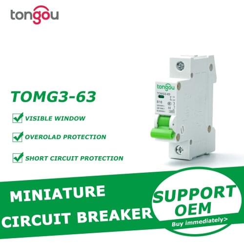 1A 6A 10A 16A 25A 32A 40A 63A MCB Miniature Circuit Breaker 4.5KA B Type AC Switch 110V/230V/400V With CE Certificate TOMG3-63