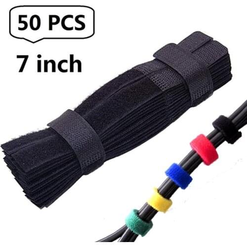 50pcs Cable Ties Reusable Fastening Cable Straps Strips Cord Rope Holder for Laptop PC TV Wire Organizer Cord Rope Holder 7 Inch