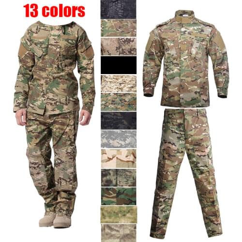 Mens Military Uniform Camouflage Tactical Uniform Special Forces Training Combat Uniform Camouflage Hunting Jacket Pants Suit