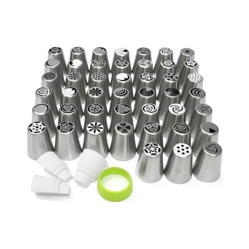 46PCS Nozzles Set 45pcs Stainless Steel Icing Piping Nozzle+1 Adaptor Converter Pastry Decorating Tips Cake Cupcake Decorator