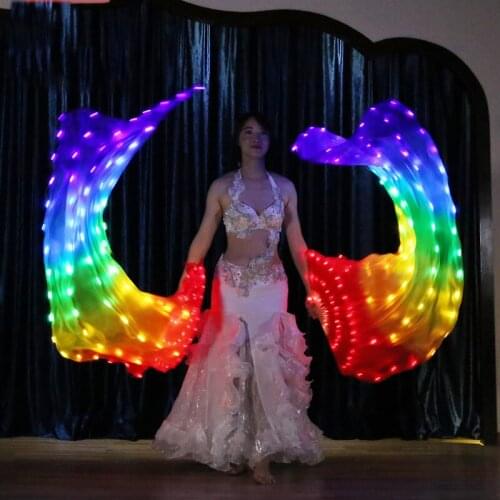 New 2019 Performance Prop Light up LED Fans LED rainbow Festival Carnival Dance Costume Accessories Belly Dance Fan