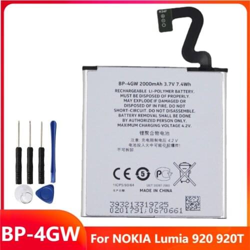 Original Replacement Phone Battery BP-4GW For NOKIA Lumia 920 920T BP-4GW Genuine Rechargable Batteries 2000mAh With Free Tools