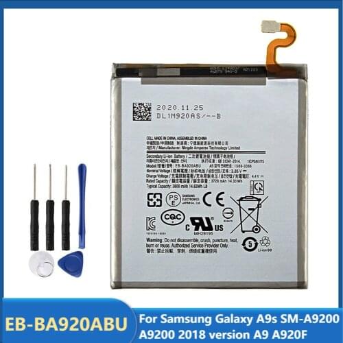 Original Replacement Phone Battery EB-BA920ABU For Samsung Galaxy A9s SM-A9200 A9200 2018 version A9 A920F 3800mAh