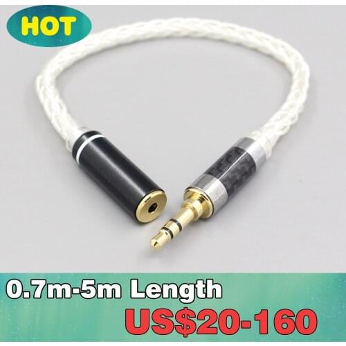 Various length plugs 8 Cores Pure 99% Silver Headphone Earphone Cable For 4.4mm xlr 6.5 3.5mm male to 2.5mm female LN007465