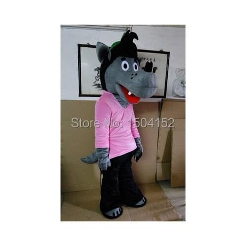 Pink Clothes Wolf Mascot Costume Party Costumes Adult Size Fancy Dress Suit Free Shipping