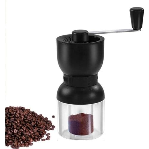 Manual Coffee Grinder with Ceramic Burrs, Hand Coffee Mill with Two Storage Containers Adjustable Coarseness Refillable Lids