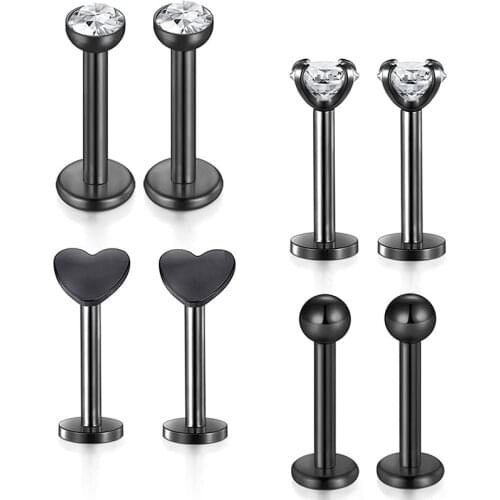 Forward Helix Earring,16G 8mm Tragus Cartilage Earring Stud Barbell Body Piercing Jewelry