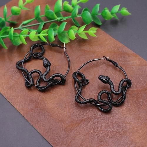 Punk Big Snake Hoop Earrings Vintage Crazy Twining Snakes Earings Women Animal Pendant Statement Earrings Jewelry