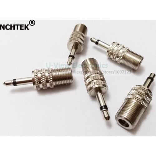 NCHTEK 1/8" 3.5mm Mono Male Plug to F-Type F Female Jack Adapter Connector/Free Shipping/50PCS