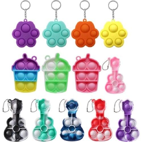 Silicone Milk Tea Cup Push Bubble Pendant Sensory Toy Anti-stress Relaxing Fidget Autism Toys Stress Relieve Special Needs