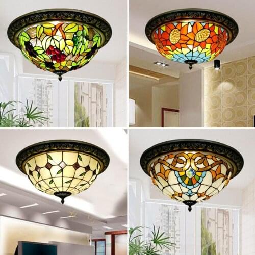 Tiffany Modern Lighting Kitchen Dining Room Hallway Handmade Glass Chandeliers Indoor Home Decor Peacock Chandeliers