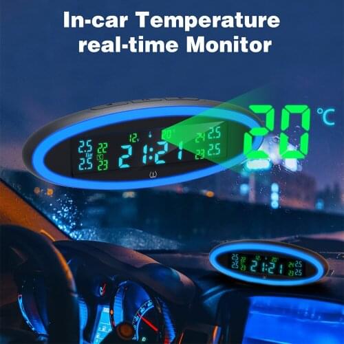 Vehemo High Precision Tire Pressure Monitoring Solar Energy Air Leak Alarm 12V ABS 4PCS Ligh Explosion Proof Real-Time Display