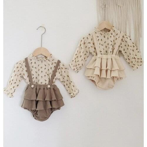 Vintage Baby Girl Clothes Spring Autumn Linen Cotton Girls Floral Blouse Shirt Romper Dress Newborn Baby Girls Clothes Outfits