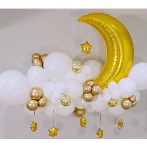 EID MUBARAK Balloons Garland Arch Kit Gold Moon Star Balloon Ramadan Decoration for Islamic Muslim Mubarak Favors Party Supplies