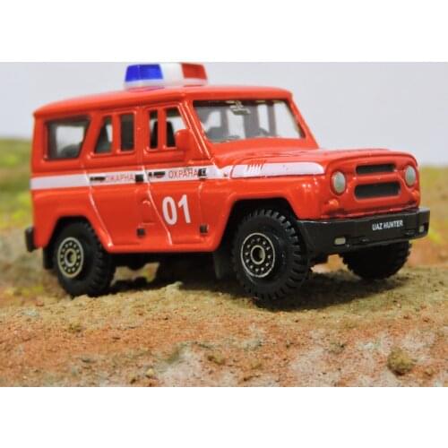 Diecast 1:64 Scale Jeep Fire Truck Russian UAZ Hunter Off-road Vehicle Model Collection Decoration Gifts Toys Boys Special offer
