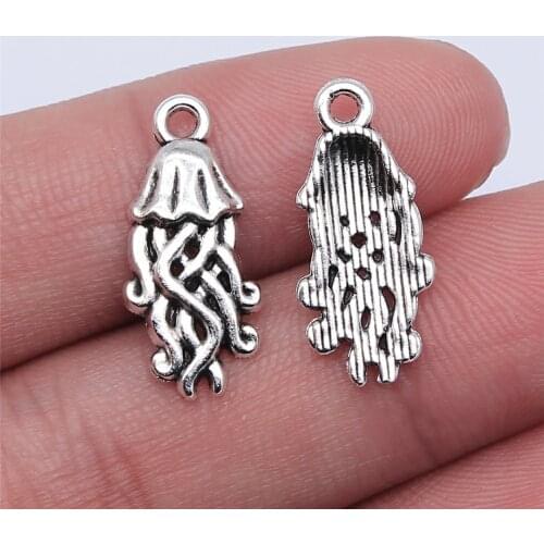 WYSIWYG 20pcs 22x10mm Antique Silver Color Jellyfish Charms Pendant For Jewelry Making DIY Jewelry Findings