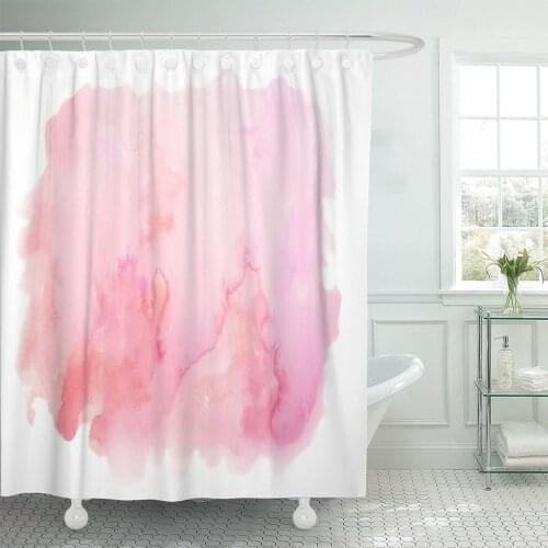 Colorful Abstract Bright Vibrant Pink Watercolor Artistic Artsy Blush Shower Curtain Waterproof Fabric 60 x 72 Inches Set