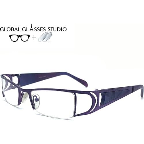 Ladys Metal Glasses Frame Eyewear Eyeglasses Reading Myopia Prescription Lens 1.56 Index SK8017