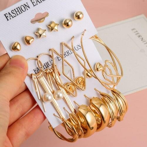 Fashion Bohemian Gold Drop Womens Earrings Set For Women Statement Big Acrylic Dangle Earrings 2021 Trendy Accessories Jewelry