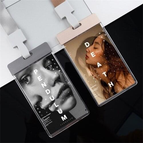 Frameless Aluminum Alloy Employee Badge Access ID Card Holder Necklace Lanyard For Retail Store Hotel office(standard size)