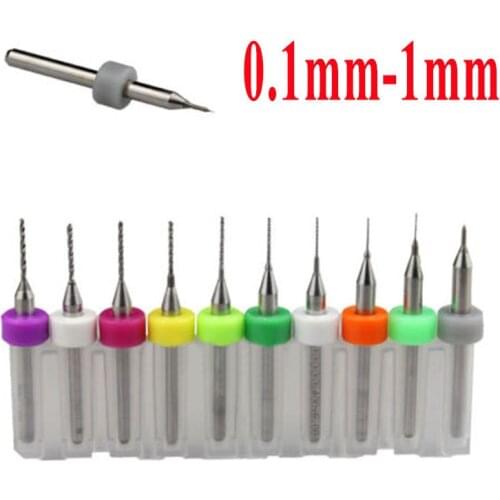 10pcs/set PCB Carbide Micro Twist Drills Bits Set Jewelry Rotary Tool 0.1mm-1.0mm
