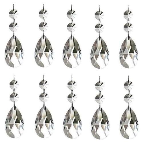 100 sets Clear 38mm Teardrop Chandelier Crystals Ornaments Suncatcher Pendants