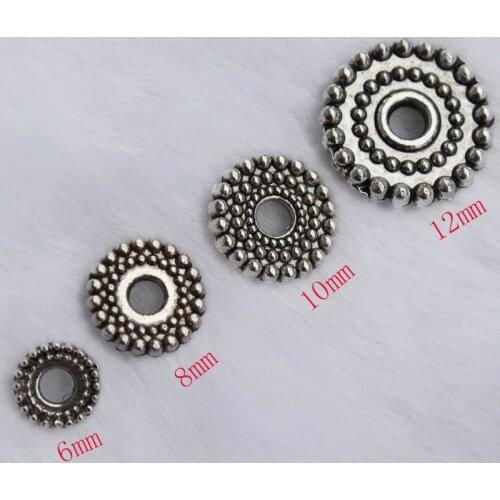 100pcs/lot 6/8/10/12mm Tibetan Silver Wheel Shape Alloy Spacer Beads For Diy Jewelry Bracelet Making Shim Loose Spacer Beads