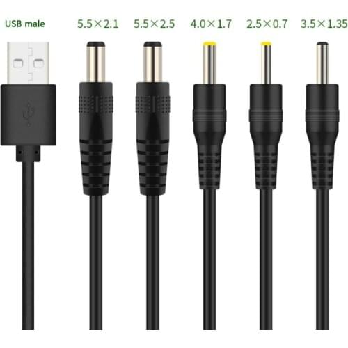 2021 New USB to DC Port Charging Cable Cord DC/5.5x2.1 5.5x2.5 3.5x1.35 4.0x1.7 2.5x0.7