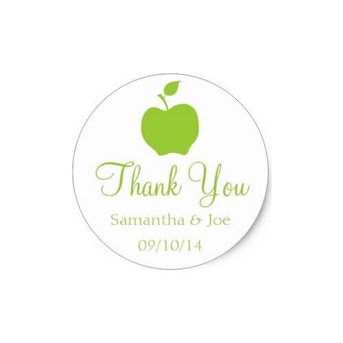 3.8cm Apple Green Thank You Classic Round Sticker