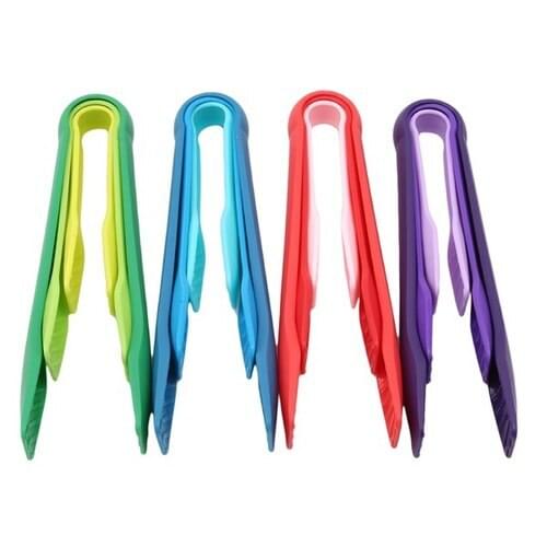 3Pcs/Set Plastic Food Tong 3 In 1 Barbecue BBQ Tongs Anti-slip Salad Buffet Clamp Cake Bread Serving Clamps Kitchen Utensils