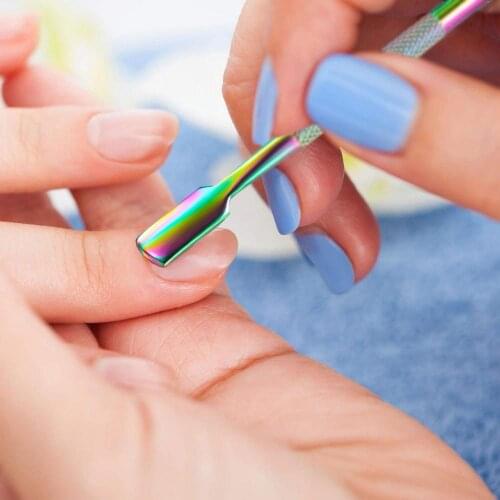 3 Pcs Trimmer Nail Tools Art Cuticle Remover Stainless Steel Manicure Pedicure Pusher Fork Scissor Trimmer 2-ways Nails Tool 5