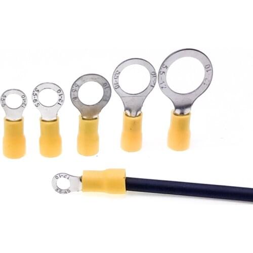 30 pieces RV5.5 series yellow circle 4-6MM insulated wire connector electrical crimp terminal cable 12-10AWG RV5.5-4-5-6-8-10-12
