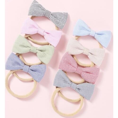 36pc/lot New Striped Bows Nylon Baby Headband Girls Cotton Fabric Hair Bow Nylon Headbands,School Girl Headwear Hair Accessories