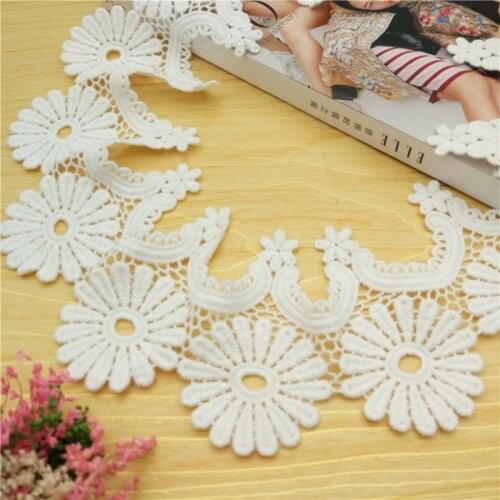 5Yds/lot High Quality Cotton Thread Water-soulble Embroidered Lace Trimming Decoration for Clothes lace DIY 8.5cm wide