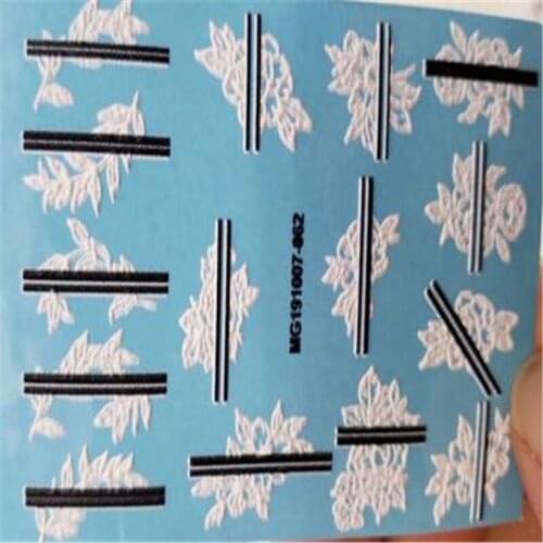 6D DIY White Engraved Cubic Nail Stickers Fashion Girl Nail Decals Nail Art Nail Decoration