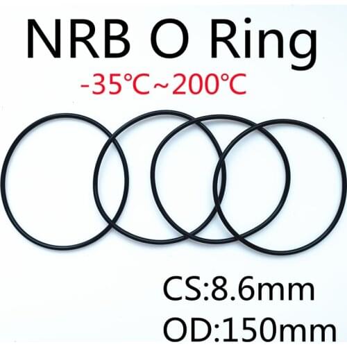 10pcs NBR O Ring Seal Gasket Thickness CS8.6mm OD150mm Nitrile Butadiene Rubber Spacer Oil Resistance Washer Round Shape Black