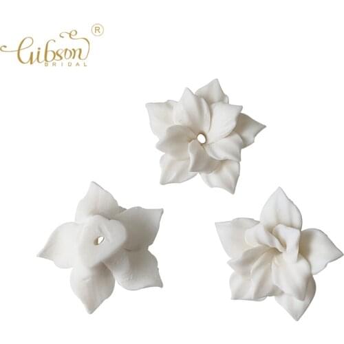 50pcs White Color Flat Bottom Porcelain Ceramic Flowers Material Handmade Jewelry DIY Earrings For Wedding Making Accessories