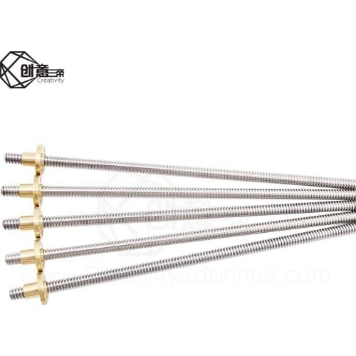 T8 Lead Screw 100mm 150mm 250mm 300mm 330mm 350mm 3D Printers Parts lead 8mm Trapezoidal Screws Copper Nuts Leadscrew Part