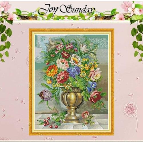 Oil Painting Flowers Patterns Counted 11CT 14CT Cross Stitch Sets DIY Chinese Cross-stitch Kits Embroidery Needlework home decor